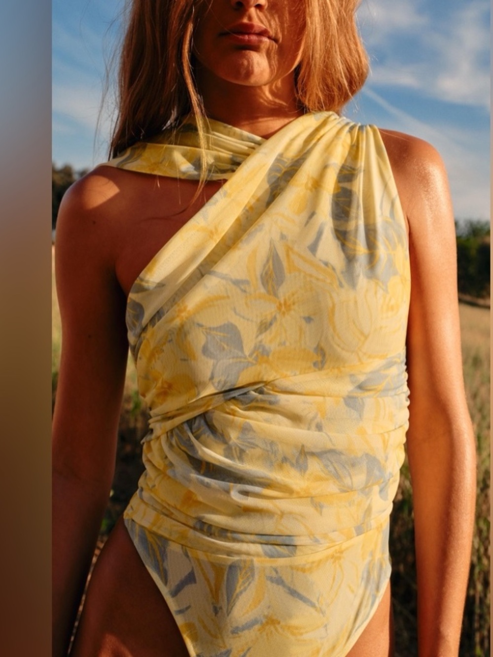 Zara Floral Draped Bodysuit – Size Small
